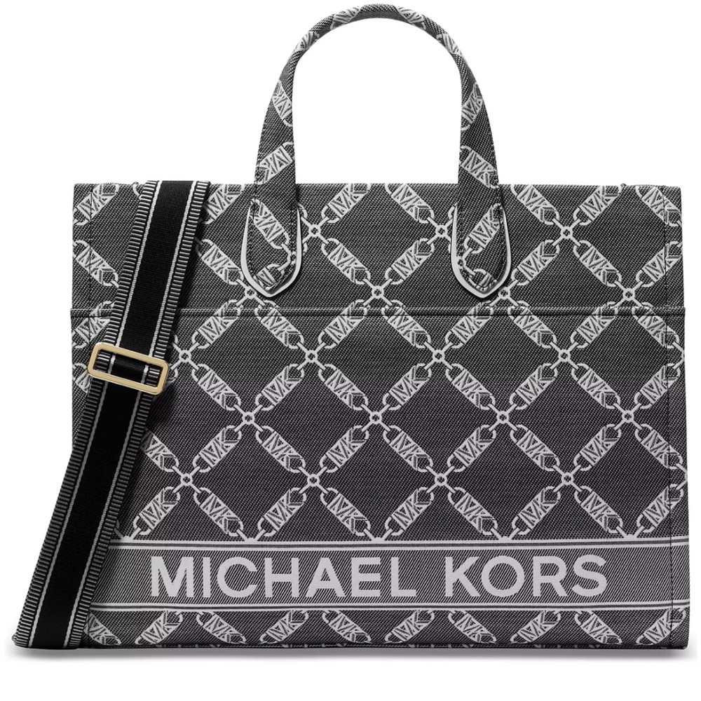 🌸MK Gigi Logo Large Grab Tote Black/Optic White NEW!